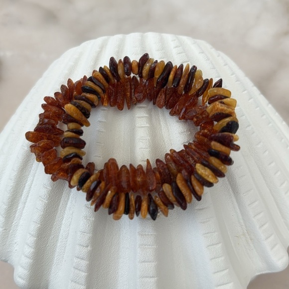 Handmade Jewelry - Baltic amber chip bead bracelet set of two